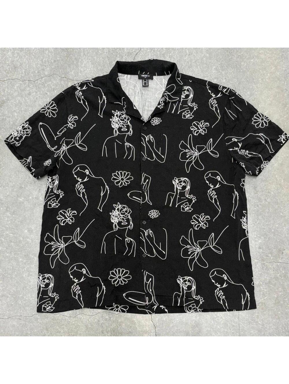 Forever 21 Men Doodle Print Short Sleeve Shirt